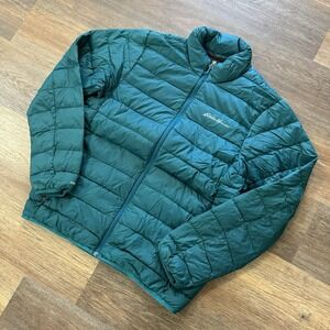Eddie Bauer EB650 Down Puffer Jacket Mens Size Medium Blue Green Teal Outdoors
